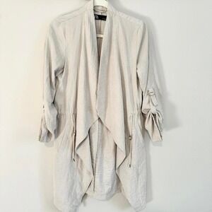 ZARA Women Beige Waterfall Drape Lightweight Duster Cardigan Jacket XS